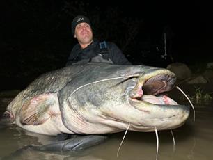 Paul Breems vangt Nederlands record meerval van 246 centimeter